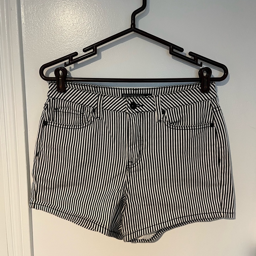Black and white striped jean shorts